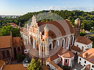 Aerial view of St. Anne`s Church and neighbouring Bernardine Church, one of the most beautiful and probably the most famous