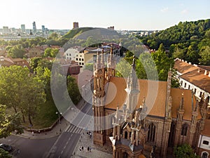 Aerial view of St. Anne`s Church and neighbouring Bernardine Church, one of the most beautiful and probably the most famous