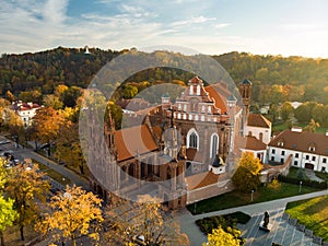 Aerial view of St. Anne`s Church and neighbouring Bernardine Church, one of the most beautiful and probably the most famous build