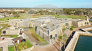 Aerial view of St. Augustine castle in Florida.
