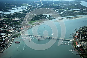 Aerial view St Augustine FL Bridge of Lions