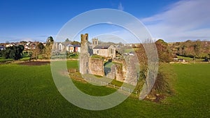 Aerial view. St Mary`s Abbey and Cathedral. Ferns. co Wexford. Ireland