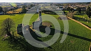 Aerial view. St Mary`s Abbey. Ferns. co Wexford. Ireland