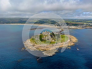 Aerial view of St Michael`s Mount