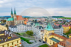 Aerial view of the St. Moritz church and square in Kromeriz, Moravia, Czech republic....IMAGE