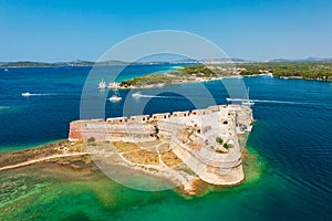 Aerial view about St. Nicholas Fortress near the town of Å ibenik