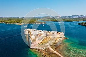 Aerial view about St. Nicholas Fortress near the town of Å ibenik