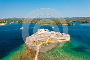 Aerial view about St. Nicholas Fortress near the town of Å ibenik