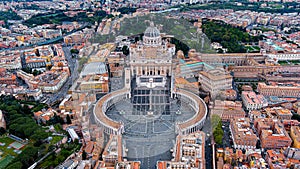 Aerial view of St. Peter`s Basilica in Vatican City