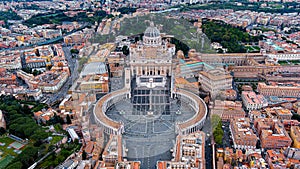 Aerial view of St. Peter`s Basilica in Vatican City photo