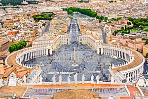 Aerial view of St. Peter`s Square in Vatican City, Rome, Italy