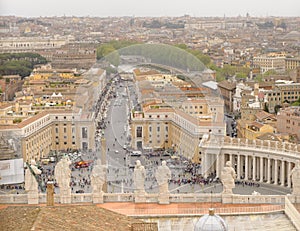 Aerial view, St. Peters Cathedral, Vatican City, Italy