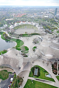 Aerial view of Stadium of the Olympic Park in Munich