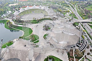 Aerial view of Stadium of the Olympic Park in Munich