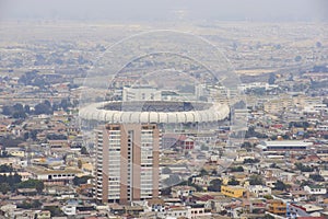 Aerial view of the stadium and part of the city of Coquimbo, Chile photo