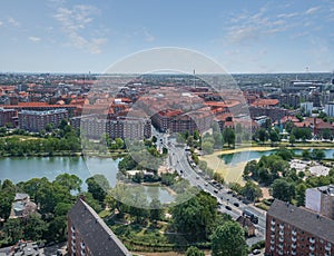 Aerial view of Stadsgraven Canal and Amager Island - Copenhagen, Denmark