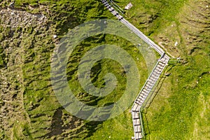 Aerial view of the stairs to the Silver Strand in County Donegal - Ireland