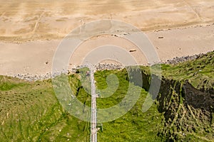 Aerial view of the stairs to the Silver Strand in County Donegal - Ireland