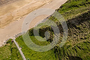 Aerial view of the stairs to the Silver Strand in County Donegal - Ireland