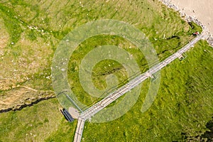 Aerial view of the stairs to the Silver Strand in County Donegal - Ireland