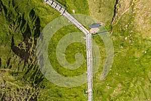 Aerial view of the stairs to the Silver Strand in County Donegal - Ireland