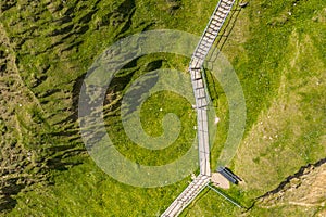 Aerial view of the stairs to the Silver Strand in County Donegal - Ireland