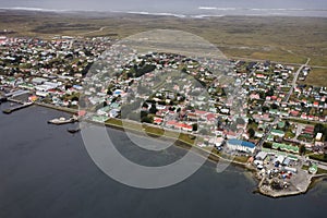 Aerial view of Stanley in the Falkland Islands photo