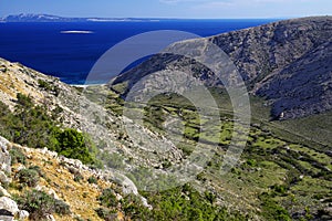 The aerial view on Stara Baska beach, Croatia