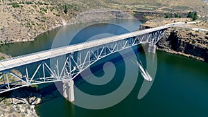 Aerial view of a state highway as it crosses a waterway