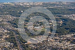 Aerial view of Staten Island, New York City and the College of Staten Island