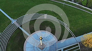 Aerial view statue of Golden boy in Siauliai, Lithuania, Europe travel destination