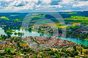 Aerial view of Stein am Rhein town in Switzerland...IMAGE photo