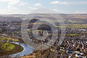 Aerial view on stirling with castle on top of the rock scotland