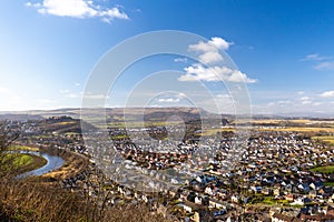 Aerial view on stirling with castle on top of the rock scotland