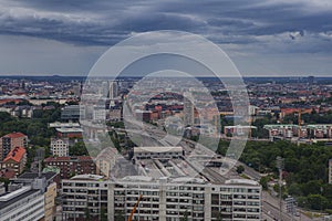 Aerial view of Stockholm captured from Ericsson Globe