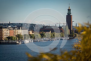 Aerial view of Stockholm City Center, autumn. Vacation and travel concept