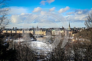 Aerial View of Stockholm Cityscape From a Hill