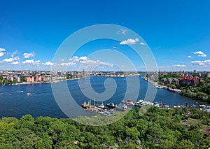 Aerial view of Stockholm in a sunny summer day in Sweden