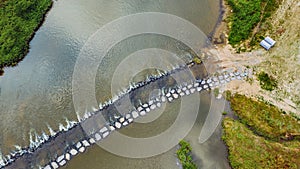 Aerial view of stone aeration footbridge