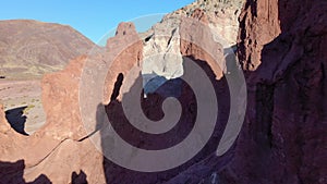 Aerial view of Stone formation in Rainbow valley ,Valle del Arcoiris, at the Atacama desert, Chile.