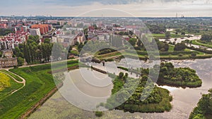 Aerial view of the Stone Lock Kamienna Åšluza in the Lower Town