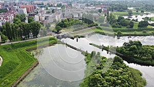 Aerial view of the Stone Lock Kamienna Åšluza in the Lower Town