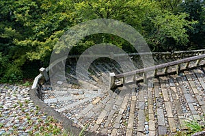 Aerial view of stone staircase bend
