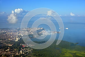 Aerial view of the Stone Town, Zanzibar, Tanzania, Africa