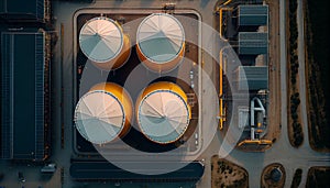 Aerial view storage tank farm, Tank farm storage chemical petroleum petrochemical refinery product at oil terminal