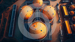 Aerial view storage tank farm, Tank farm storage chemical petroleum petrochemical refinery product at oil terminal