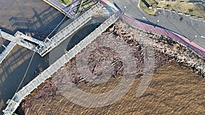 Aerial View of Storm Debris on the Delaware River Philadelphia