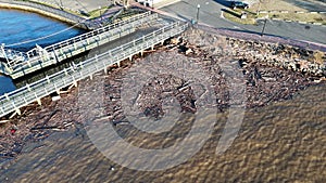 Aerial View of Storm Debris on the Delaware River Philadelphia