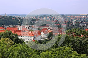 Aerial view of Strahov monastery in Prague, Czech Republic