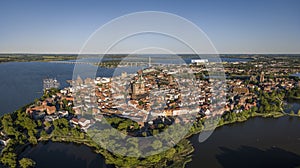 Aerial view of Stralsund, a Hanseatic town in the Pomeranian part of Mecklenburg-Vorpommern